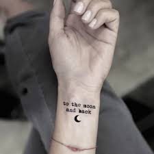 Back neck sun and moon tattoo on back neck | fresh 2017 tattoos ideas. Amazon Com To The Moon And Back Temporary Fake Tattoo Sticker Set Of 2 Www Ohmytat Com Beauty Personal Care