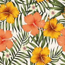 Group them together as a focal point or flowering hedge. Tropical Exotic Tender Lovely Flowers Hibiscus Pink Yellow Vintage Plumeria Color Palm Leaves Green Floral Summer Seamless Vector Pattern Illustration Royalty Free Cliparts Vectors And Stock Illustration Image 99088415