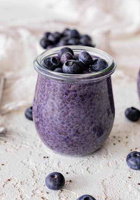 Quick and nutritious instant blueberry chia pudding, AI generated