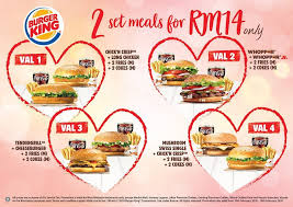Burger King Valentine S Promotion 2 Set Meals For Rm14 10 Feb 2020 16 Feb 2020 In 2020 Burger Burger King Meals