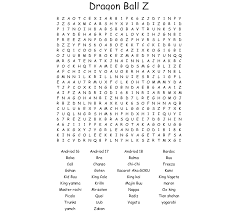 Dragon ball z word search. Dragon Ball Z Word Search Wordmint