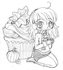 Pumpkin Spice Cupcake Girl Chibi Coloring Pages Colorful Drawings Coloring Pages