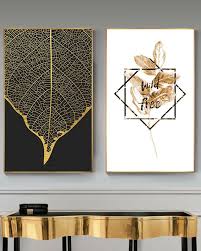 Scandinavian Golden Leaf Leaf Wall Art Art Gallery Wall Gold Wall Art