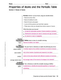 Exploring the periodic table worksheet answer key. Properties Of Atoms And The Periodic Table