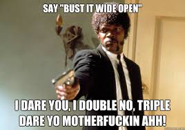 Say Bust It Wide Open I Dare You I Double No Triple Dare Yo Motherfuckin Ahh Samuel L Jackson Quickmeme
