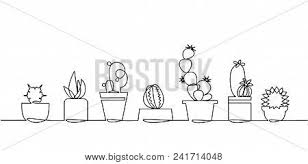 Collection of black and white cactus clipart (23) cactus clipart black and white cactus in desert drawing Continuous Line Vector Photo Free Trial Bigstock