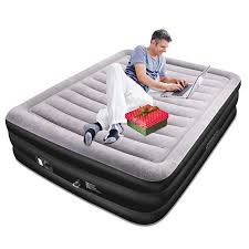 Spreey Air Mattress Air Bed Built In Electric Pump Queen Inflatable Mattress Bed Soft Flocking Layer Comfortable W Mattress Air Mattress Inflatable Mattress