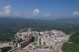 Aerial view of AIIMS Bilaspur campus and hospital complex