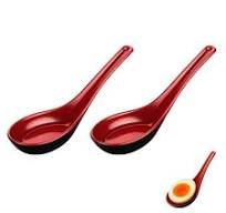 JapanBargain 2384 Melamine Soup Spoons, Set of 2, Red/Black Japanese Ramen  Pho Wonton Style Utensils