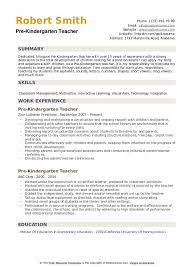 Preschool teacher cover letter for resume. Pre Kindergarten Teacher Resume Samples Qwikresume