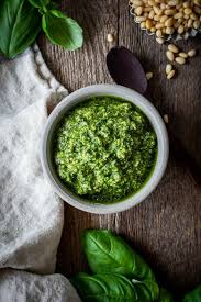 Perfect Basil Pesto In A Bowl With Wood Spoon And Fresh Basil Sour Cream Sugar Cookies Basil Pesto Pesto