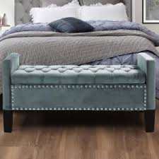 Shop with confidence on ebay! Inspired Home Emmaline Slate Blue Velvet Storage Bench Button Tufted Nailhead Trim Sb09 02sb Hd Tufted Storage Bench Upholstered Storage Bench Indoor Storage Bench