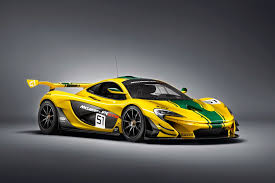 Mclaren P1 Gtr Production Version Wearing Yellow And Green Livery Front Side Gallery Mclaren P1 Race Cars Hybrid Car