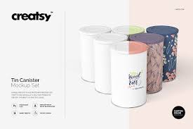 Tin Canister Mockup Set Business Cards Creative Templates Mockup Graphic Design Studios