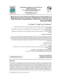 Pdf Mechanical And Chemical Resistance Properties Of High