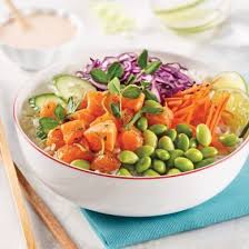 Poke Bowl Au Saumon Et Sauce Au Gingembre Marine Recettes Cuisine Et Nutrition Pratico Pratique Poke Bowl Recipe Poke Bowl Salmon Recipes