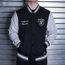 Majestic Athletic Nfl Oakland Raiders Hartmen Fleece Letterman Jacket Teams From Usa Sports Uk