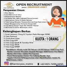 Kabupaten banjarnegara (hanacaraka:ꦏꦧꦸꦥꦠꦺꦤ꧀ ꦧꦚ꧀ꦗꦂꦤꦼꦒꦫ, bahasa banyumasan: Lowongan Kerja Pt Pos Indonesia Metro Februari 2021