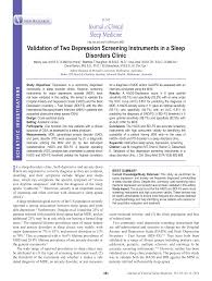 Validation of Two Depression Screening Instruments in a Sleep Disorders  Clinic