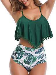 New Mycoco Women S High Waist Bikini Crop Flounce Two Piece Swimsuits Flowy Bathing Suit Wome Flowy Bathing Suits Womens Swimsuits Bikini Online Bathing Suits