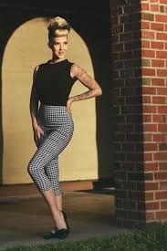 Black And White Gingham Pants Vintage High Waisted Trousers Sailor Pants Jeans Gingham Fashion Capri Pants Outfits 50s Outfits