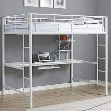 Loft bed ideas for small rooms. Full Size White Metal Loft Bed Workstation Steel Study Loft With Desk