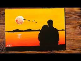 Something as simple as an image of two lovers holding hands can symbolize the undying affection of any couple who wants to showcase their mutual devotion. Easy Acrylic Painting Night Scenery Moonlight Copule Youtube Diy Canvas Art Painting Night Painting Small Canvas Paintings