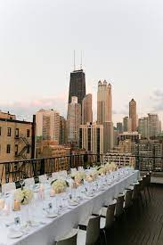 A Glamorous White And Gold Rooftop Wedding At The Ambassador In Chicago Rooftop Wedding Rooftop Wedding Decor Gold Wedding Decorations