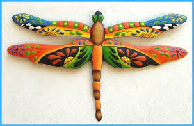 Dragonfly Metal Art Painted Metal Dragonfly Wall Hanging Etsy Tropical Wall Art Dragonfly Wall Art Tropical Wall Decor