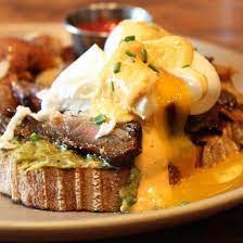 California Dream Eater On Instagram Now This Is How California Does Eggs Benedict Avocado Toast Topped With Cr Toast Toppings Crispy Pork Belly Poached Eggs