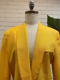 1980's Vintage Michelle Stuart Lemon Yellow Linen Blazer