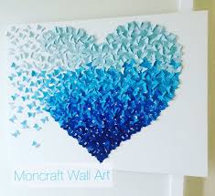 Ombre Shades Of Blue Butterflies Heart Kids Room Decor Etsy Hanging Wall Art Paper Butterfly Butterfly Wall Art