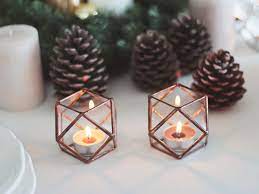 Candle holders and hurricane candle lamps. Stained Glass Copper Candle Holder Set Wedding Table Lights Etsy Stained Glass Candles Geometric Candle Holder Glass Tealight Candle Holders