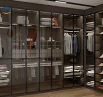 High-Level Unique Glass Door Corner Wardrobe Massive Storage Space Built in  LED Light Almirah From China Factory