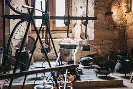 Target / furniture / metal kitchen table set (716). Old Medieval Kitchen Copper Pans Fireplace Table Chairs Stock Photo Image Of Cook History 105757932
