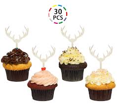 Buttercream bakery woodland animal cake toppers set. Uniceworld Wooden Deer Cupcake Topper Antler Cupcake Toppers For Hunting Party Decorations Amazon In Toys Games