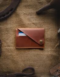 Place your wallet on a piece of cardboard, inside holes up. Minimalistic Leather Wallet Card Holder Classic Brown Crazy Horse Craft