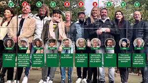 Hieronder zie je alle kandidaten van wie is de mol 2021: Aflevering 1 Opdracht 1 Spiegelbeeld