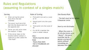 Here you can learn all about: Aop Tennis Javier Garcia 11eow Rules And Regulations Assuming In Context Of A Singles Match When Serving The Server Must Throw The Ball Overhead Ppt Download