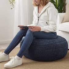 Sandared Pouffe Dark Blue Ikea Pouffe Ikea Fabric Ottoman