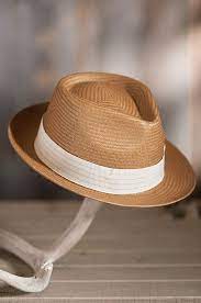 This Fine Straw Hat Features A Teardrop Crown And A Cool Striped Grosgrain Hatband That S 1 5 Wide With An Anti Hats For Men Straw Fedora Hat Mens Dress Hats