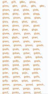 Aahed · aalii · aargh · aarti · abaca · abaci · aback · abacs . What Is A 5 Letter Word Starting With G Quora