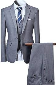 Our high quality suits are crafted from pure wool to ensure a soft, luxurious feel. Youthup Mens Suits Slim Fit 3 Piece Suit Men Tux Jacket Trousers And Waistcoat Grey Amazon Co Uk Clothing Mens Pants Fashion Prom Suits Mens Suits