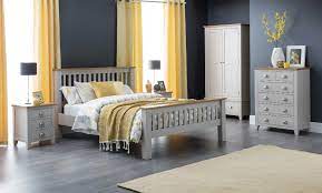 Rustic grey oak color finish residential use 4.2 mm thickness x 6 in. Richmond Grey And Oak Wooden Bed