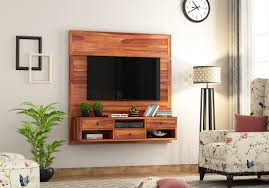 See more ideas about tv stand, tv stand furniture, furniture. Buy Snapple Wall Mount Tv Unit Honey Finish Online In India Wooden Street