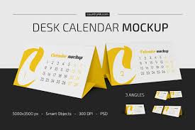 Desk Calendar V02 Mockup Set In Stationery Mockups On Yellow Images Creative Store