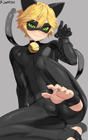 g1 (jjw00123), chat noir, miraculous ladybug, highres, 1boy, animal ears,  bell, belt, black bodysuit, blonde hair, bodysuit, cat ears, claw pose,  closed mouth, colored sclera, green eyes, jingle bell, looking at viewer,