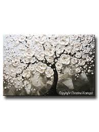 Black And White Cherry Blossom Wall Art Sold Original Art Abstract Painting White Flowering Cherry Tree Flowers Large Art Textured Blue Grey Taupe Tree Painting Wall Art Canvas Prints Texture Art