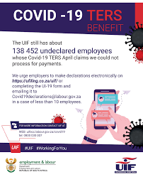 A special uif benefit to pay employees that are not being • any uif contributing business facing distress, unable to pay salaries as a result of the lock down. Unemployment Insurance Fund We Still Have 138 452 Undeclared Employees Whose Covid19ters April Claims Could Not Be Processed For Payments We Urge Employers To Make The Declarations On The Details Below Facebook