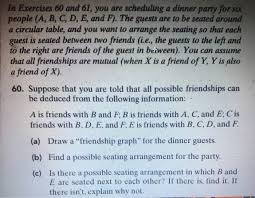 They're what a table for six was built on. In Exercises 60 And 61 You Are Scheduling A Dinner Chegg Com
